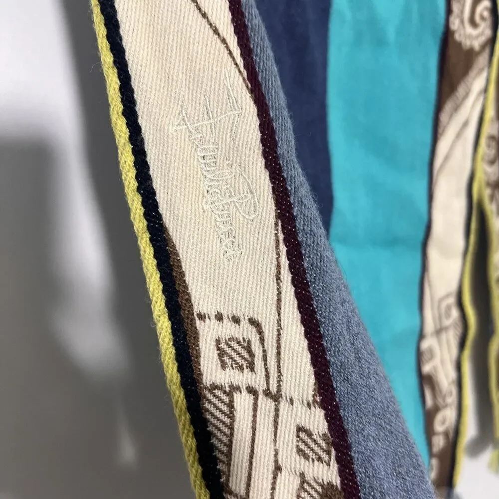 Emilio Pucci‎ Scarf Wool Cashmere Silk Paisley Tapestry Multicolor